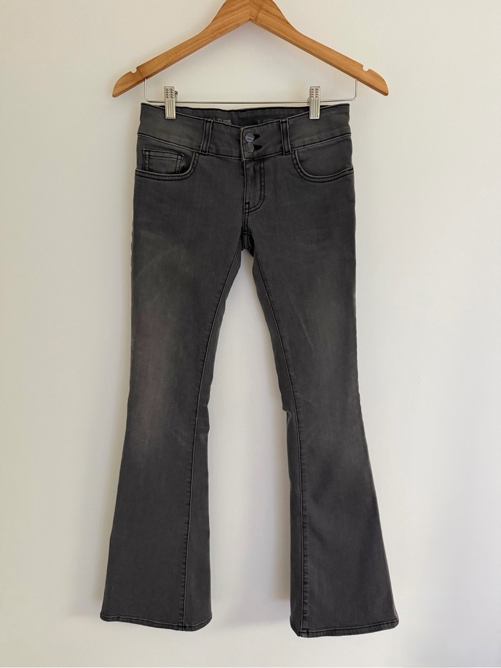 Vans Skinny Flare Jeans Women’s Size 3 Gray Washed Low Rise Y2K Stretch Denim